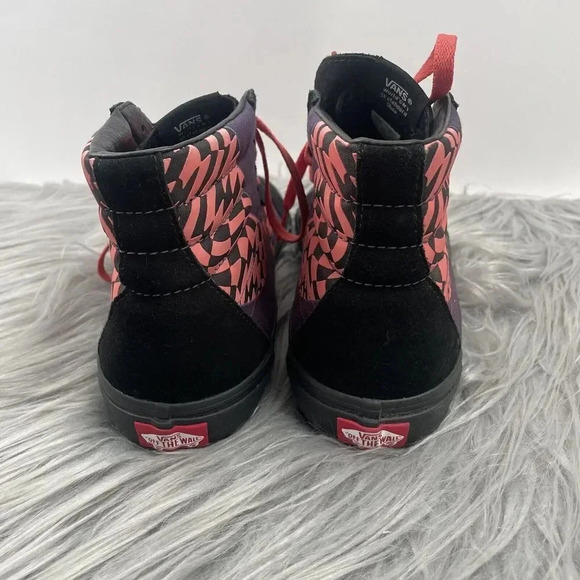 Vans Sk8 Hi Reissue Checkerboard Warp Black Paprika Pink Purple Shoes Women 10.5 - Picture 7 of 10